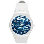  shiny blue sequins Round Plastic Sport Watch (M)