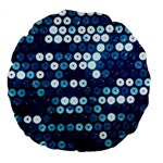  shiny blue sequins Large 18  Premium Round Cushion 