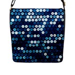  shiny blue sequins Flap Closure Messenger Bag (L)