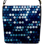  shiny blue sequins Flap Closure Messenger Bag (S)