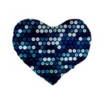  shiny blue sequins Standard 16  Premium Flano Heart Shape Cushion 