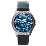  shiny blue sequins Round Metal Watch