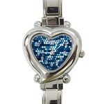  shiny blue sequins Heart Italian Charm Watch