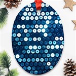  shiny blue sequins Oval Ornament (Two Sides)