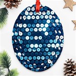  shiny blue sequins Oval Filigree Ornament (Two Sides)