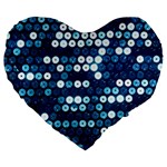  shiny blue sequins Large 19  Premium Heart Shape Cushion