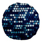  shiny blue sequins Large 18  Premium Flano Round Cushion 