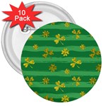 St Patricks Golden Shamrocks 3  Button (10 pack)