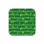 St Patricks Golden Shamrocks Rubber Coaster (Square)