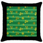 St Patricks Golden Shamrocks Throw Pillow Case (Black)