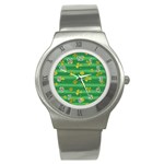 St Patricks Golden Shamrocks Stainless Steel Watch