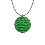 St Patricks Golden Shamrocks 1  Button Necklace