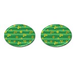 St Patricks Golden Shamrocks Cufflinks (Oval)