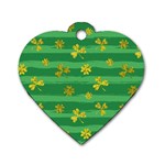 St Patricks Golden Shamrocks Dog Tag Heart (Two Sides)