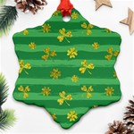 St Patricks Golden Shamrocks Snowflake Ornament (Two Sides)