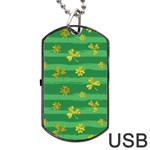 St Patricks Golden Shamrocks Dog Tag USB Flash (One Side)