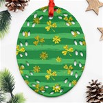 St Patricks Golden Shamrocks Oval Filigree Ornament (Two Sides)