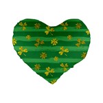 St Patricks Golden Shamrocks Standard 16  Premium Heart Shape Cushion 