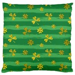 St Patricks Golden Shamrocks Large Flano Cushion Case (Two Sides)