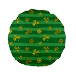 St Patricks Golden Shamrocks Standard 15  Premium Flano Round Cushion 