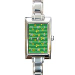 St Patricks Golden Shamrocks Rectangle Italian Charm Watch