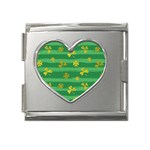 St Patricks Golden Shamrocks Mega Link Heart Italian Charm (18mm)