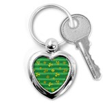 St Patricks Golden Shamrocks Key Chain (Heart)