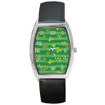 St Patricks Golden Shamrocks Barrel Style Metal Watch