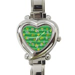 St Patricks Golden Shamrocks Heart Italian Charm Watch