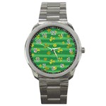 St Patricks Golden Shamrocks Sport Metal Watch