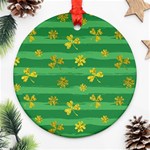 St Patricks Golden Shamrocks Round Ornament (Two Sides)