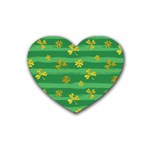 St Patricks Golden Shamrocks Rubber Coaster (Heart)