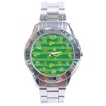 St Patricks Golden Shamrocks Stainless Steel Analogue Watch