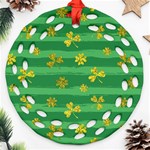 St Patricks Golden Shamrocks Ornament (Round Filigree)