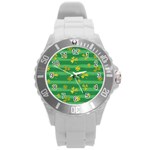 St Patricks Golden Shamrocks Round Plastic Sport Watch (L)