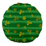 St Patricks Golden Shamrocks Large 18  Premium Round Cushion 