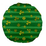 St Patricks Golden Shamrocks Large 18  Premium Flano Round Cushion 