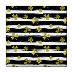 st patricks black white clover Tile Coaster