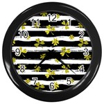 st patricks black white clover Wall Clock (Black)