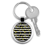 st patricks black white clover Key Chain (Round)