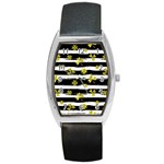 st patricks black white clover Barrel Style Metal Watch