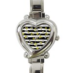 st patricks black white clover Heart Italian Charm Watch