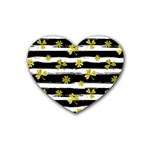 st patricks black white clover Rubber Coaster (Heart)