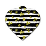 st patricks black white clover Dog Tag Heart (Two Sides)