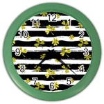 st patricks black white clover Color Wall Clock