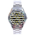 st patricks black white clover Stainless Steel Analogue Watch