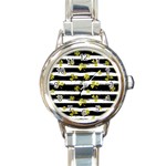 st patricks black white clover Round Italian Charm Watch