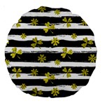 st patricks black white clover Large 18  Premium Round Cushion 