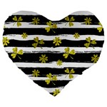 st patricks black white clover Large 19  Premium Heart Shape Cushion