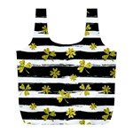 st patricks black white clover Full Print Recycle Bag (L)